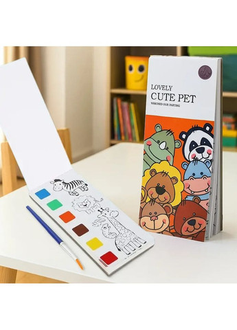 Набір альбомів для розфарбовування акварельними фарбами 3 штуки Lovely розмальовки з пензликом для творчості на вибір No Brand (369802969)