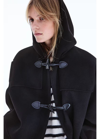 Чорне демісезонне Подовжене пальто з капюшоном H&M