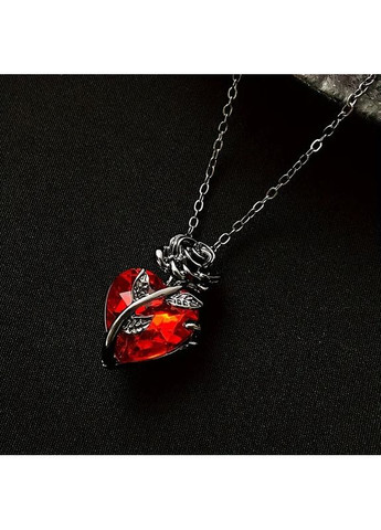 Кулон женский Сердце с розой готический стиль 2.9 см 52 см AurumLux070 Liresmina Jewelry (356109233)