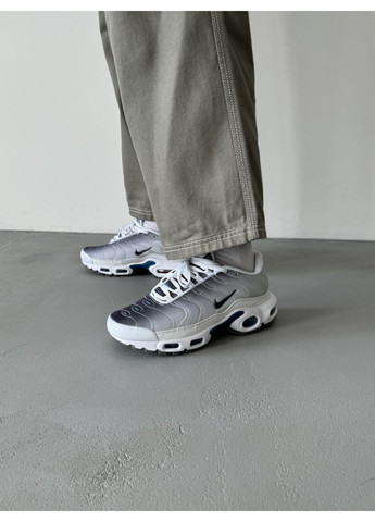 Сірі Осінні кросівки чоловічі nike air max tn plus grey / white / blue найк аір макс тн плюс No Brand