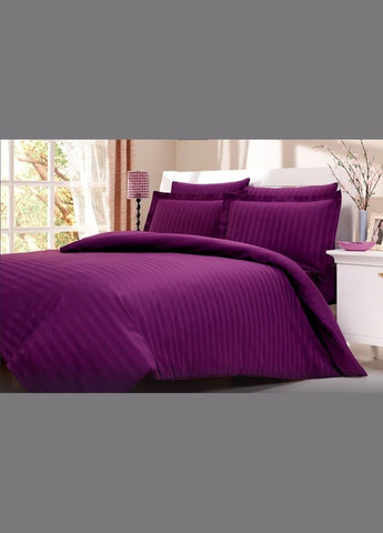 Постільна білизна бавовна двоспальні однотонна Страйп Сатин 180х215см Бордовий No Brand (321965852)