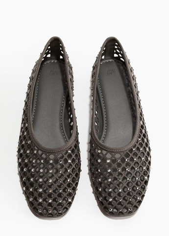 Женские балетки H&M | тёмно-серые однотонные текстиль (351260407)