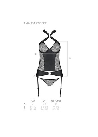 Сетчатый комплект корсет с халтером Amanda Corset black - CherryLove Passion (282965560)
