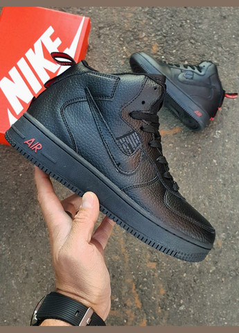 Кросівки зимові жіночі Nike Air Force 1 utiliti winter high black fur | Найк Аір Форс 1 високі чорні з хутром No Brand чорні зими (309006110)