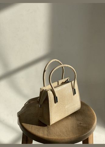 Жіноча сумка через плече крос-боді 7358 рептилія бежева No Brand (296008205)