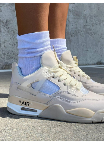 КРОССОВКИ ЖЕНСКИЕ NIKE AIR JORDAN RETRO 4 BEIGE 3 НАЙК АИР ДЖОРДАН No Brand бежевые демисезоны (367171498)