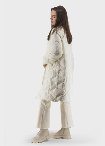 Молочне демісезонне Жіноче синтепонове пальто з гусячим пухом, весна-осінь, чорний Basic (молочний, ), 43217 No Brand