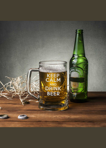 Кухоль для пива "Keep calm and drink beer" з ручкою (BD-BP-41) 500 мл BeriDari (268035710)