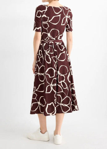 Бордовое платье C&A с цветочным принтом