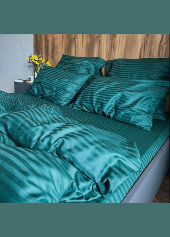 Евро комплект постельного белья Страйп Сатин LUX 200*220 Серый RW (332810702)