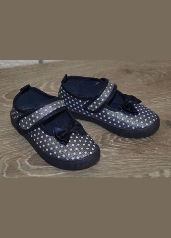 Тапочки для дівчинки на липучці з бантиком сині Blue Rama (324266470)