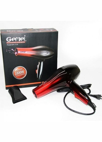 Професійний фен для сушіння та укладання волосся компактний 3 температурні режими GM-1719 Pro Чорний Gemei (306716631)