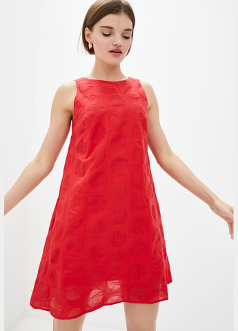 Червона кежуал коротка сукня червоний в прозорий горошок. ORA однотонна