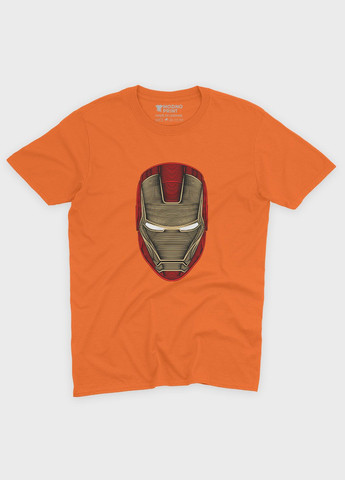 Помаранчева демісезонна футболка для хлопчика з принтом супергероя - залізна людина (ts001-1-ora-006-016-017-b) Modno