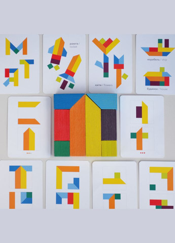 Деревянная головоломка "Танграм 8" 900446, 8 элементов Igroteco (315388536)