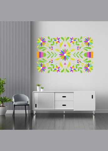 Вінілова інтер'єрна на стіну, шпалери та інші поверхні "Орнамент квіти" з Оракалу Кавун наклейка (316190054)