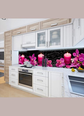 Панель на кухонний фартух під скло квіти зі свічками, з двостороннім скотчем 62 х 305 см, 1,2 мм Декоинт (278289028)
