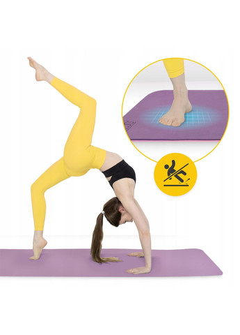 Килимок (мат) спортивний TPE 180 x 60 x 1 см для йоги та фітнесу Violet/Pink 4FIZJO (322966282)