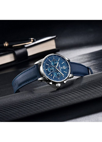 Годинник YS008 Silver-Blue чоловічий кварцовий з календарем та люмінесцентним підсвічуванням ProDobro (367267130)