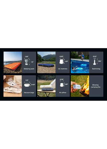 Кемпинговый насос-фонарь Flextail Tiny Pump 2X с насадками (Черный) No Brand (332769703)