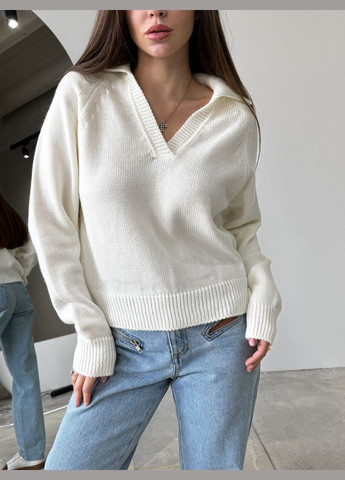 Молочный демисезонный свитер пуловер Larionoff