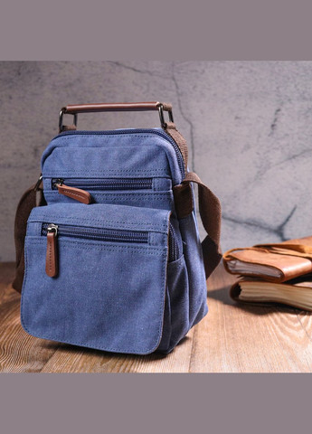 Сумка чоловіча через плече із щільного текстилю 21228 Синя Vintage (302007671)