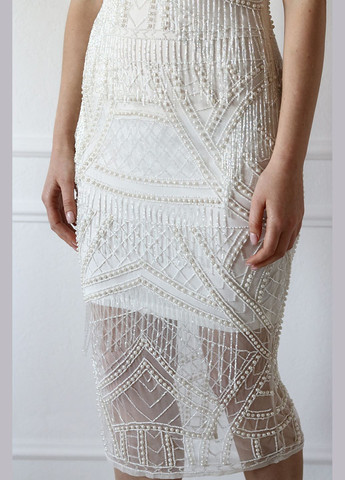 Білий сукня міді з бахромою і перлової обробкою design Asos