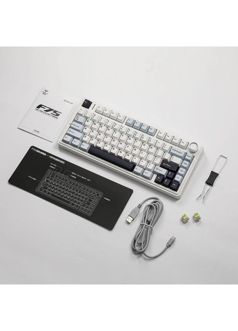 Бездротова ігрова механічна клавітура F75 Glacer blue з Українською розкладкою Aula (370202809)