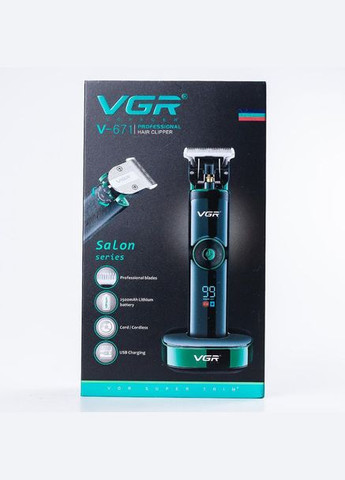 Универсальная машинка триммер для стрижки волос V-671 аккумуляторный с набором насадок и LED дисплеем VGR (364666020)