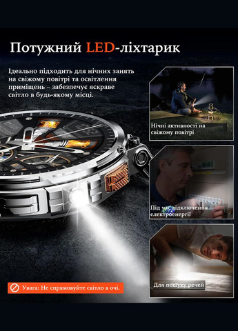 Мужские смарт-часы Men's Premium 1.85" для военных со светодиодным фонариком с Bluetooth-звонками водонепрониц Smart Watch (333827475)