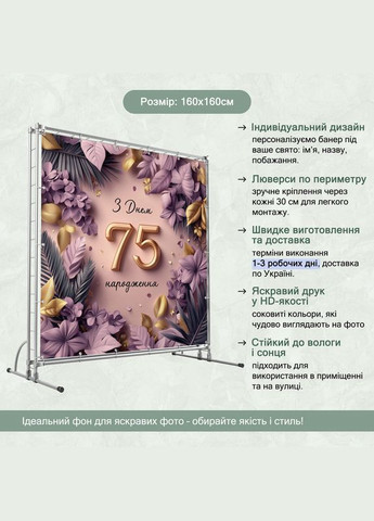 Баннер для фотозоны "С Днем рождения" | 1.6×1.6 м | Праздничный фон №42246 Vinylpex (360982367)