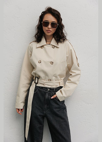 Жіночий короткий тренч чорного кольору Arjen (294906893)