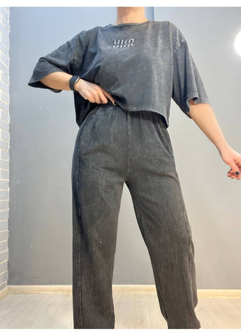 Костюм жіночий 4207 варений з короткою футболкою оверсайз та брюками рівними від стегна Coast Moda (302899777)