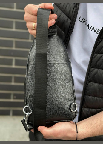 Кожаная сумка слинг через плечо черная Tiding Bag (302390956)