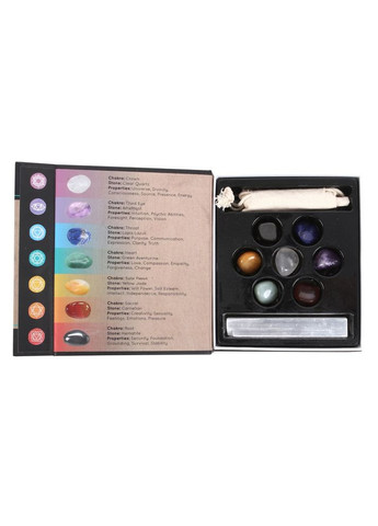Подарочный набор из 7 целебных кристаллов чакры и селенитовой палочки No Brand (314872691)