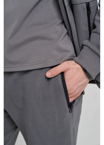 Спортивний костюм чоловічий ТРІЙКА весна осінь 4ZIP з кофтою на замку + футболка сірий Handy Wear (293275169)