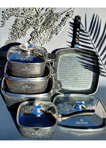 Набор квадратных кастрюль с мраморным покрытием 12 пр. EB-3988 Edenberg (335080742)