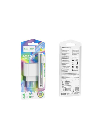Мережевий Зарядний Пристрій C109A Fighter QC3.0 Micro Бiлий Hoco (337993853)