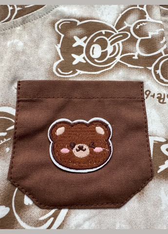 Комбинированный демисезонный костюм на лето мальчика с мишками цвет коричневый 10805 No Brand