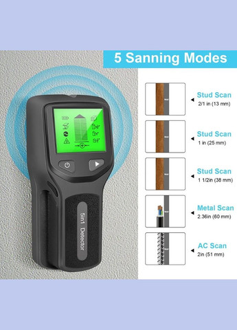 Настінний детектор стрижнів електричний металошукач РК-дисплей HW430 5в1 XJXN (297707705)