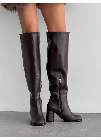 Коричневые осенние демисезонные ботфорты Helen