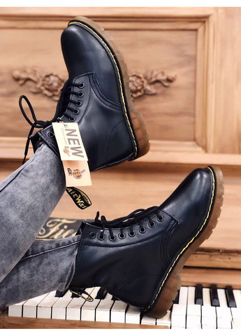 Черные зимние ботинки мужские dr. martens 1460 black 11822006 доктор мартинс (мех) берцы No Brand