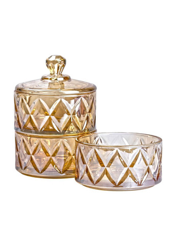 Конфетница трехуровневая Ø 10 см стеклянная с крышкой коричневая HP-YH-80 Yiwu (322654122)