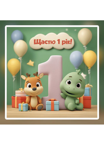 Баннер для фотозоны "Мой первый День рождения" | 2.0×2.0 м | Праздничный фон на 1 год | №43215 Vinylpex (363820096)