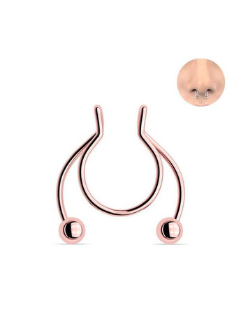 Фейковий септум обманка в ніс пірсинг кліпс Рожеве Золота без проколу No Brand (323652838)