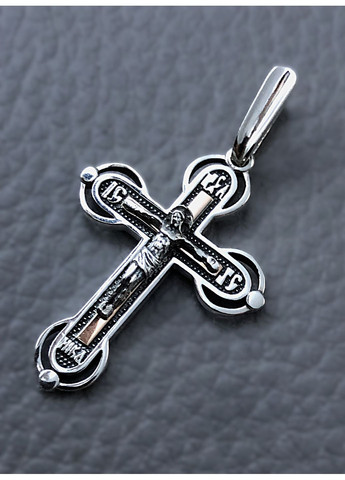 Серебряный православный крестик с золотыми пластинами. Кулон из 925 пробы Спаси и Сохрани DeLoS (352229397)