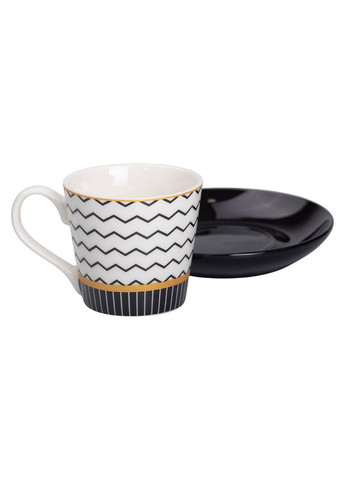 Керамическая чашка с черным блюдцем 200 мл RX-N24708WH Liling Rongxiang Ceramic (357204241)