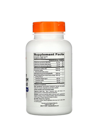 Глюкозамін Хондроітин МСМ Гіалуронова кислота,, 150 капсул Doctor's Best (365986937)