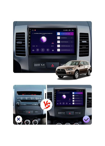 Штатная магнитола 9" для Mitsubishi Outlander II Рестайлинг 2009-2013 2/32Gb CarPlay 4G Wi-Fi GPS Pr 4 шт. Lesko (336204826)