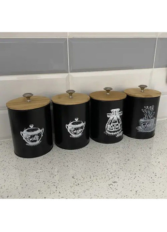 Набор комплект банок емкостей для хранения кофе чая с силиконовыми уплотнителями на крышках 4 штуки (478454-Prob) Unbranded (306582036)